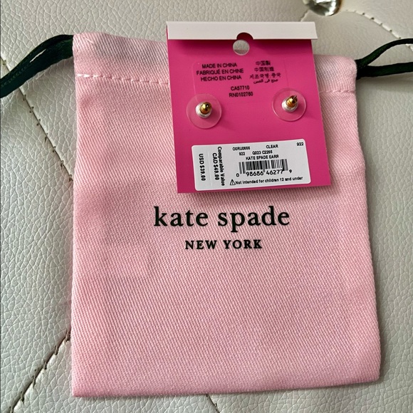 Kate Spade Clear Gold Plated Gumdrop Crystal Stud Earrings O/S - Picture 6 of 9